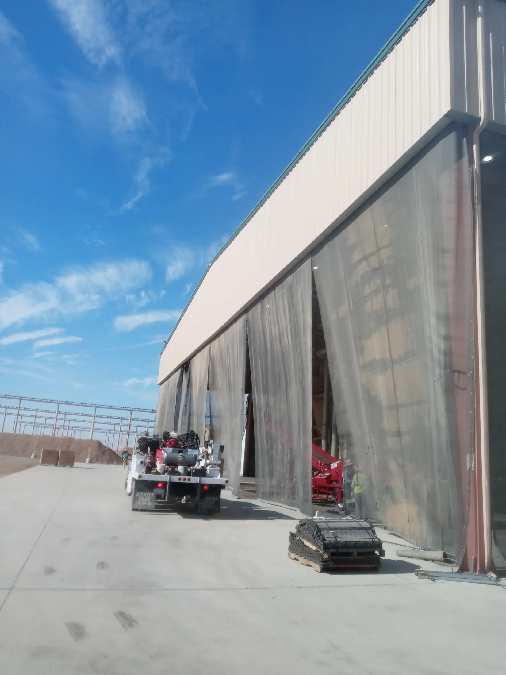 Large commercial shade mesh installation
