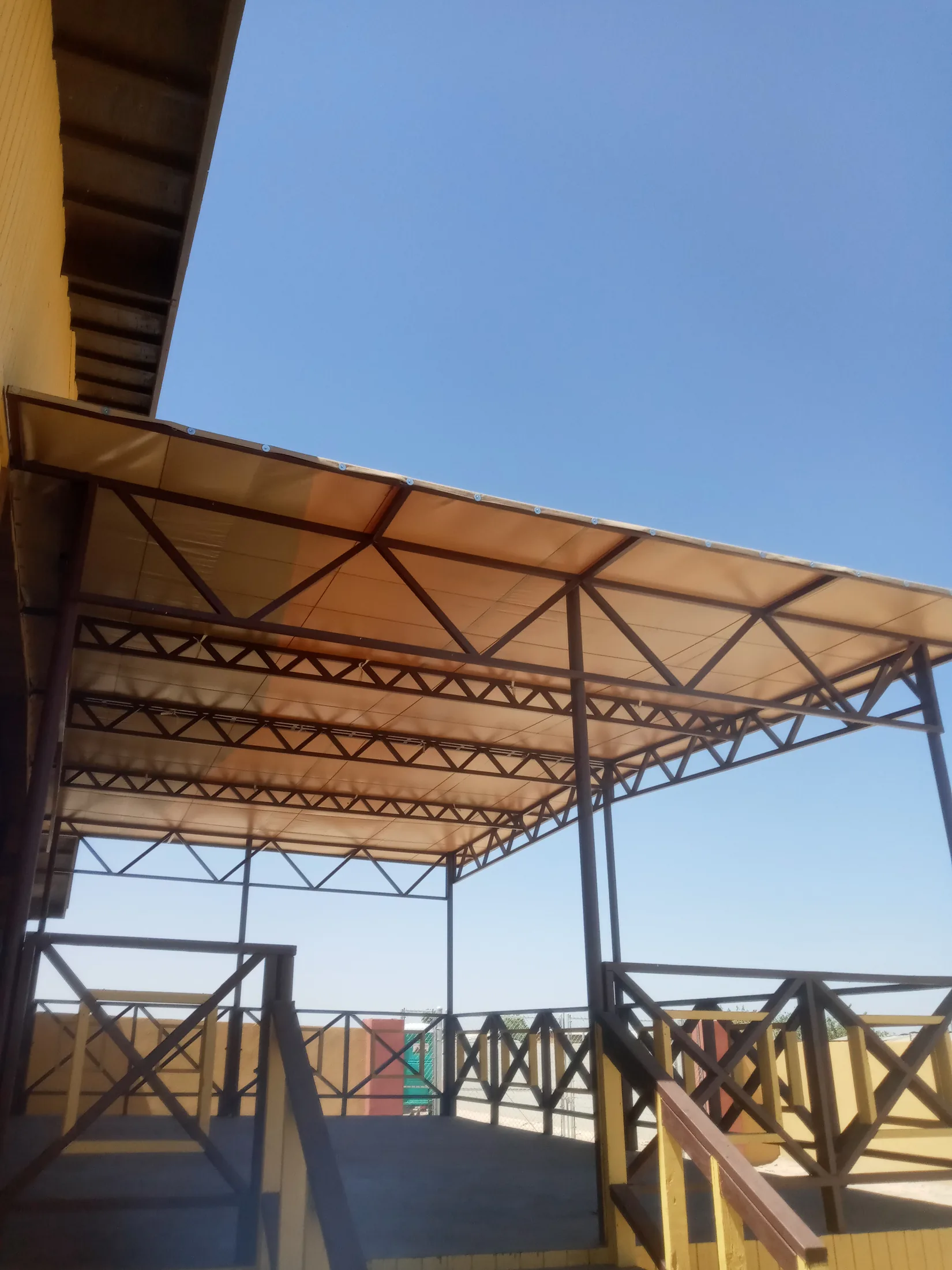 Outdoor vinyl canopy cover installation