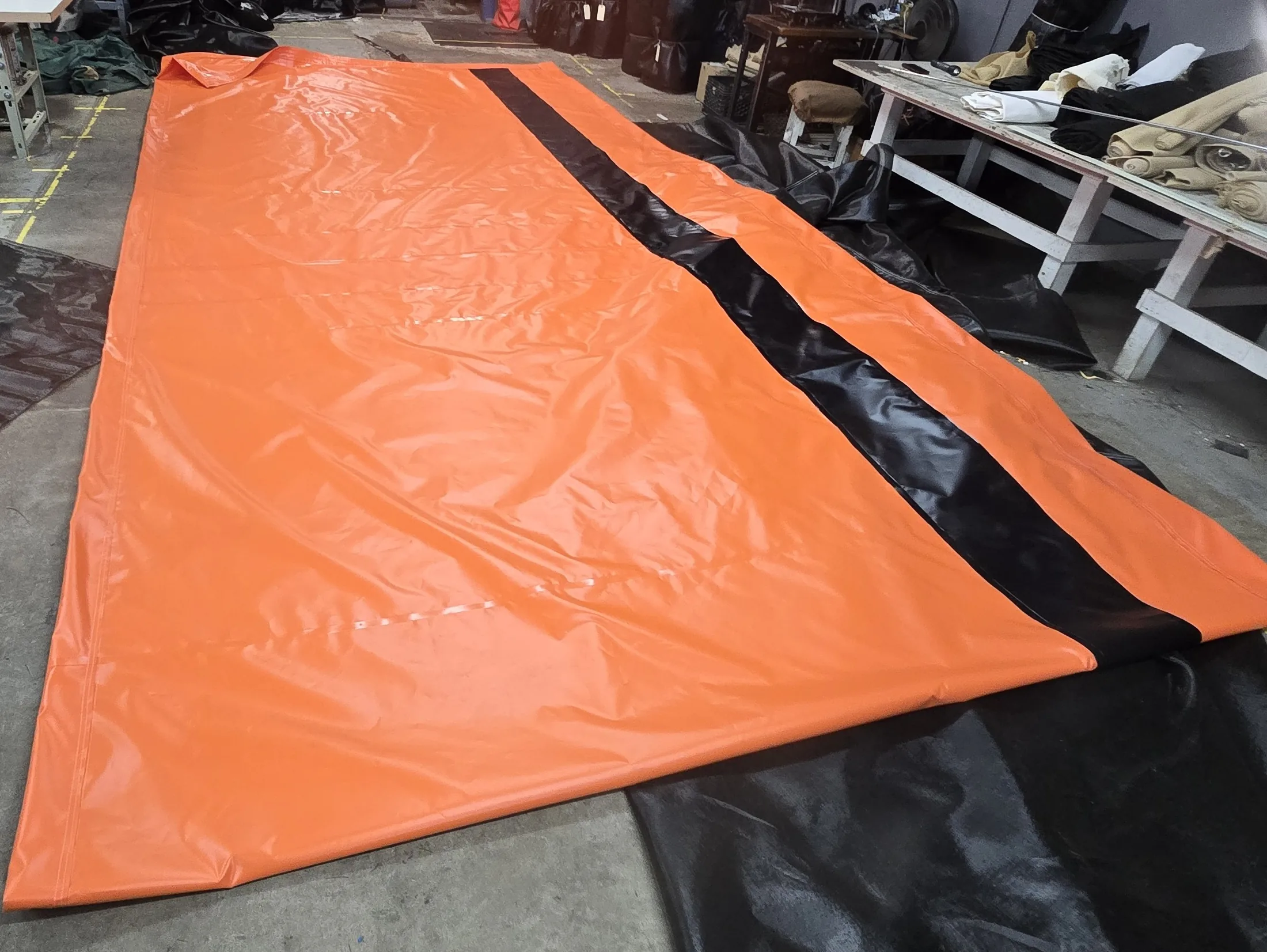 Rollover tarp installed on a commercial trailer