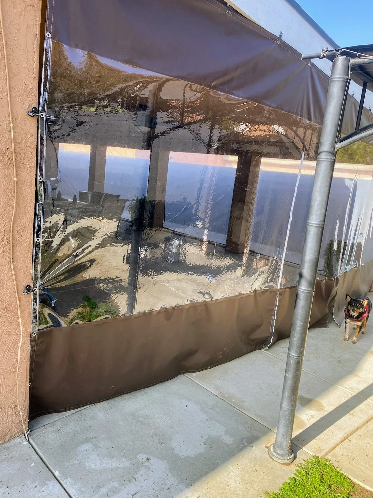 Vinyl cover fitted over an existing outdoor frame