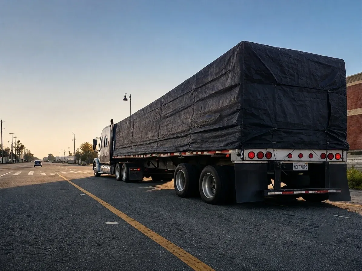 Lightweight citrus tarp for a 48, 50 or 52-bin flatbed trailer